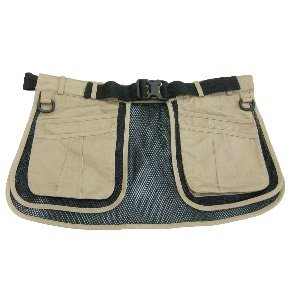 CABELA'S Fishing Belt (One Size Adjustable) Beige 5 Cargo Pockets Hiking Hunting